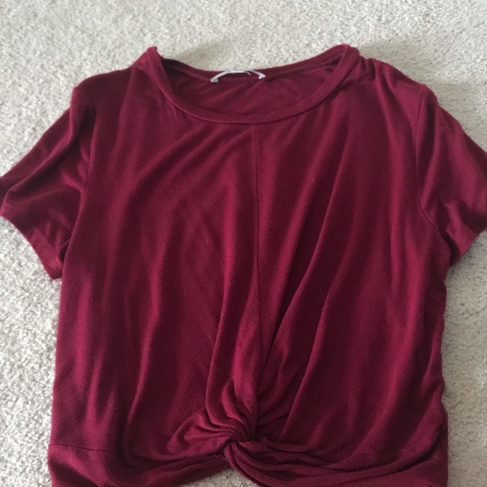 Maroon Front Tie Top